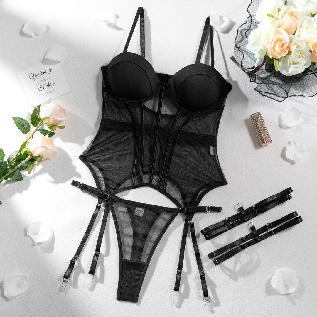 Marlene™ - Set di Lingerie Elegante con Corsetto, Giarrettiera e Calze Autoreggenti